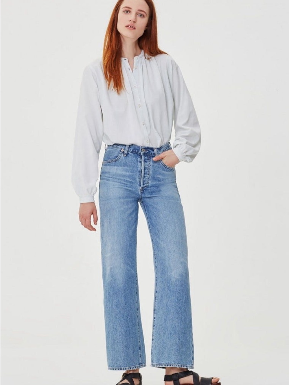 Citizens of Humanity Light Blue High-Rise Wide Leg Jeans
